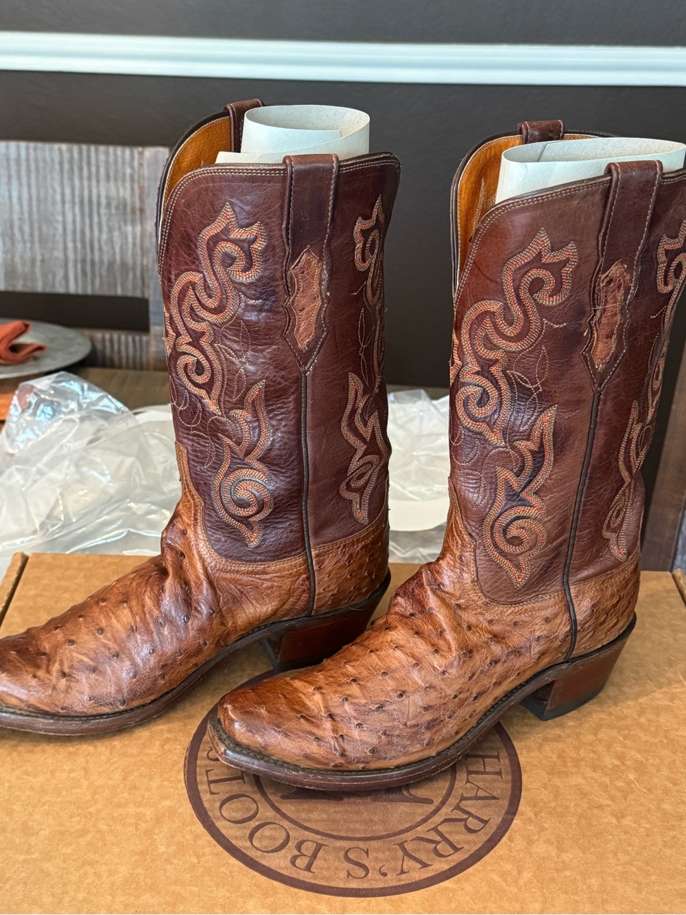 Lucchese 1883 Ostrich Western Cowboy Boots women’s Size 8.5 B - Picture 3 of 7